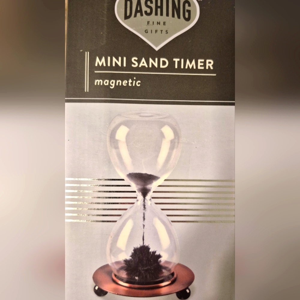 Magnetic Mini Sand Timer - Black and Silver. NWOT